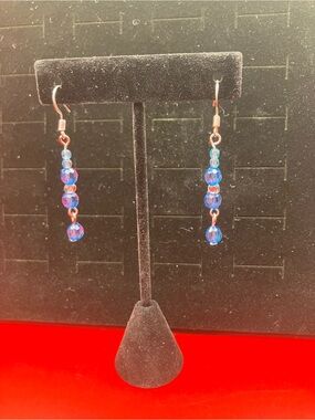 Crystal Drop Earrings in Blue